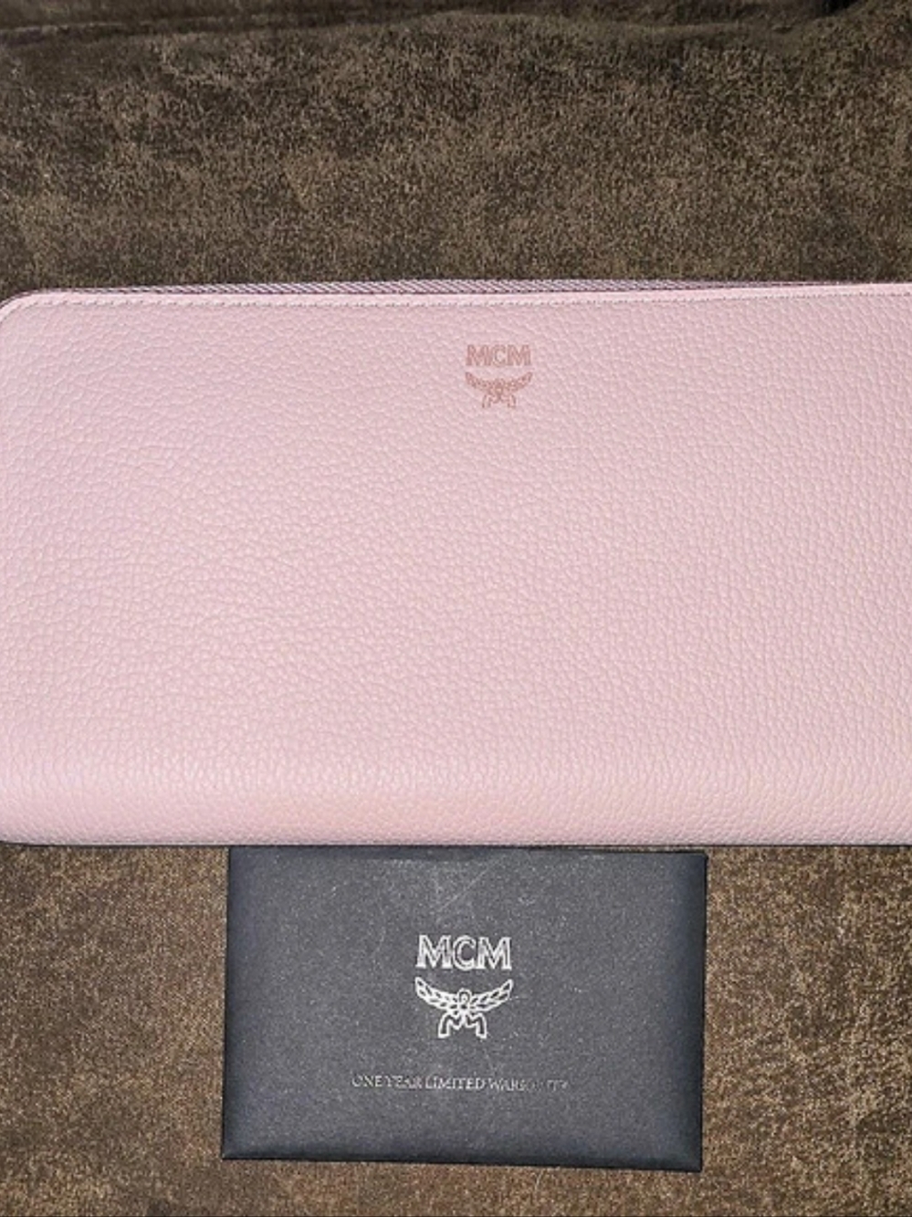 Authentic MCM Pink Pebbled Leather Zip-Around Continental Wallet - Like New